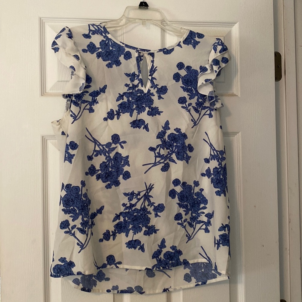 White and blue blouse